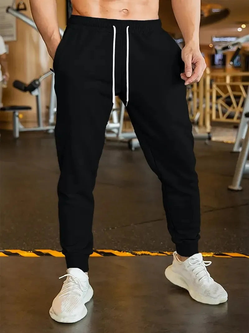 Men's linen style leisure trousers with elastic lace waist in loose fit design