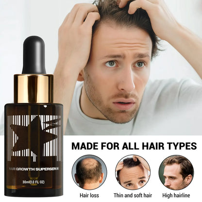 Lightning Star Men's Dense Hair Treatment Oil 30ml white hair essence in dropper bottle
