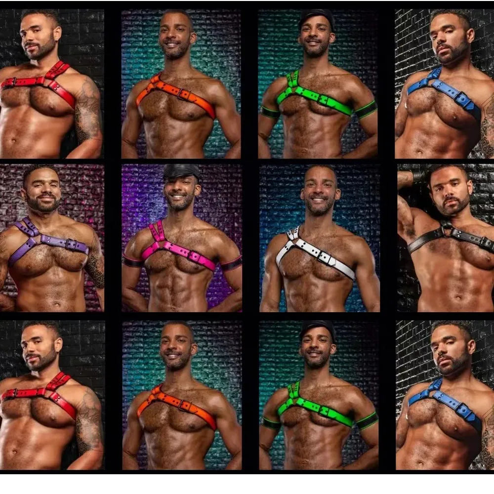Men's detachable synthetic leather chest strap for shoulder support in sports