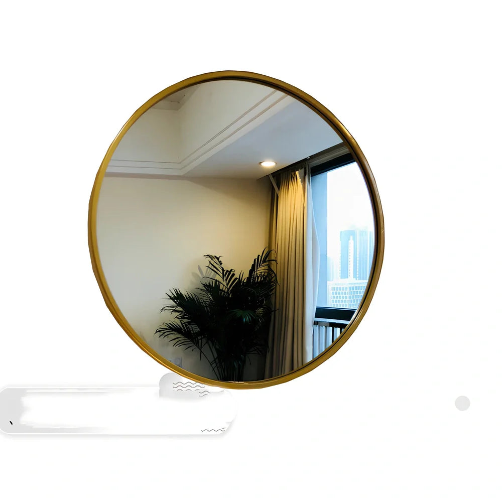 30cm round iron bathroom mirror in black, white, or gold finish for wall hanging, rust-resistant Northern European style
