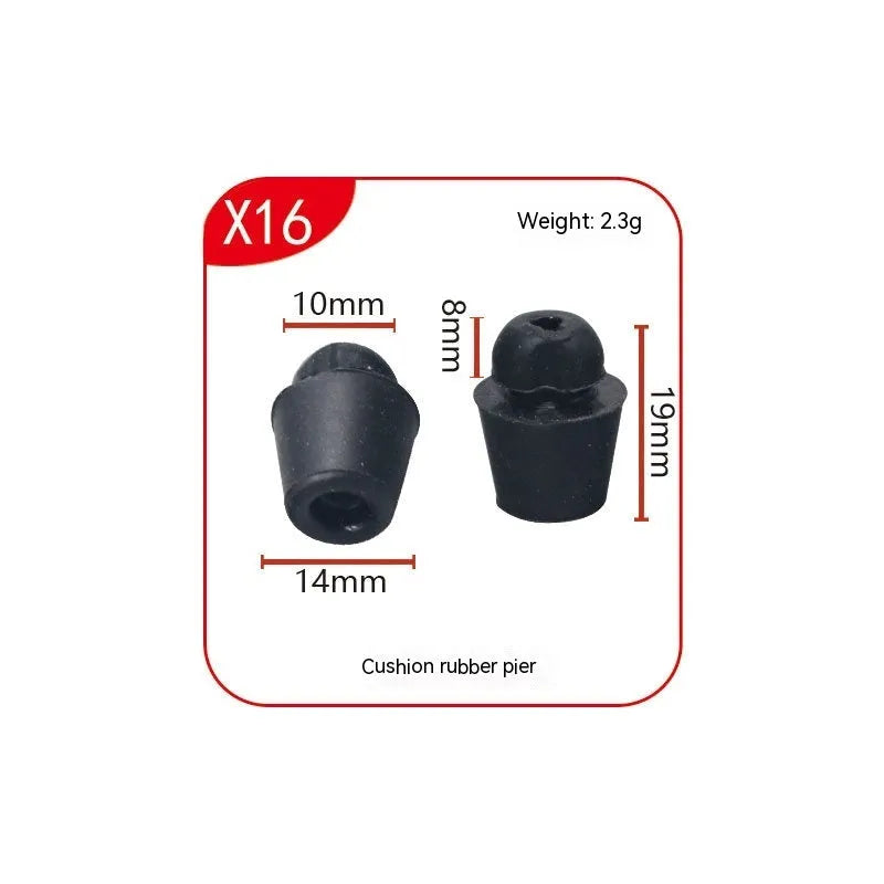 Ten automotive rubber shock absorption buckles in X16 colour for vibration damping