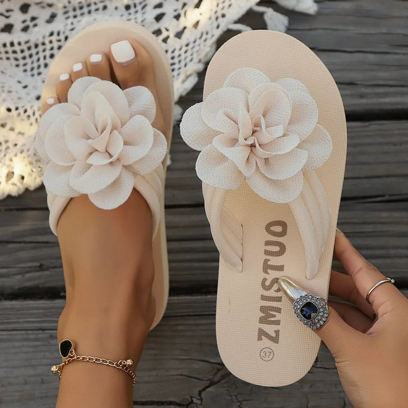 Plus size slippers with PU upper and sole material available in UK sizes 36-43, these casual flip flops feature a round toe holder shape and come in green, rose red, and beige solid colour options.