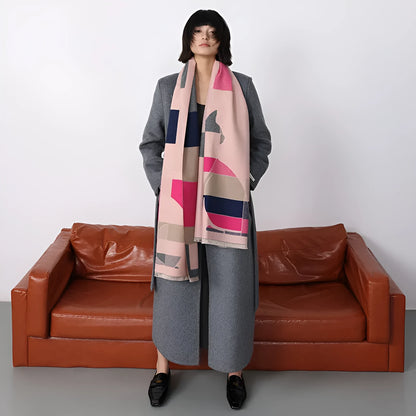 Mid-length 185cm polyester imitation cashmere scarf in eight autumn colours