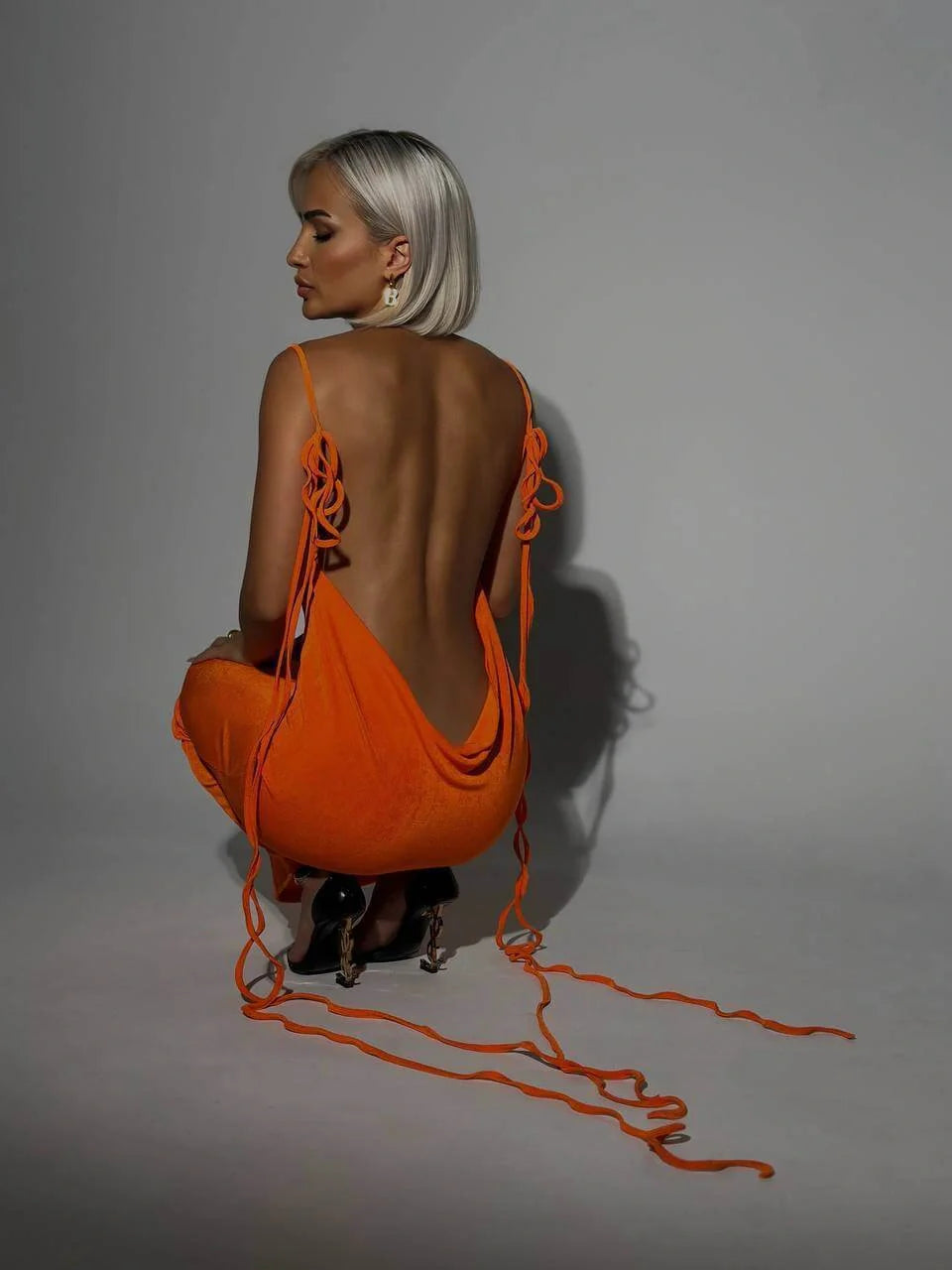 Backless lace-up long summer dress in various colours