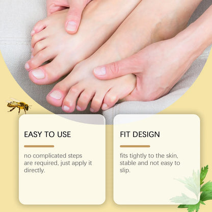 Pack of ten white bee venom and mugwort slimming foot care patches on blue background