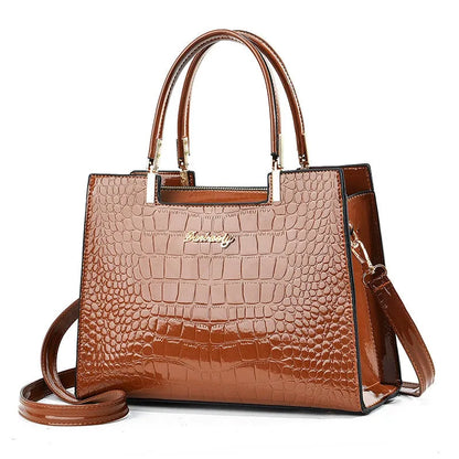 A medium-hard PU leather one-shoulder handbag in a horizontal square shape, shown in multiple colour options.
