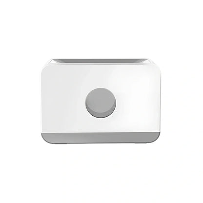 Square two-colour flame aromatherapy humidifier showing black unit with blue and orange flame lighting effect
