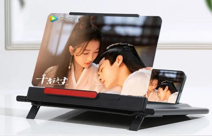12-inch black pull-out screen amplifier showing horizontal tablet placement with Fresnel lens visible