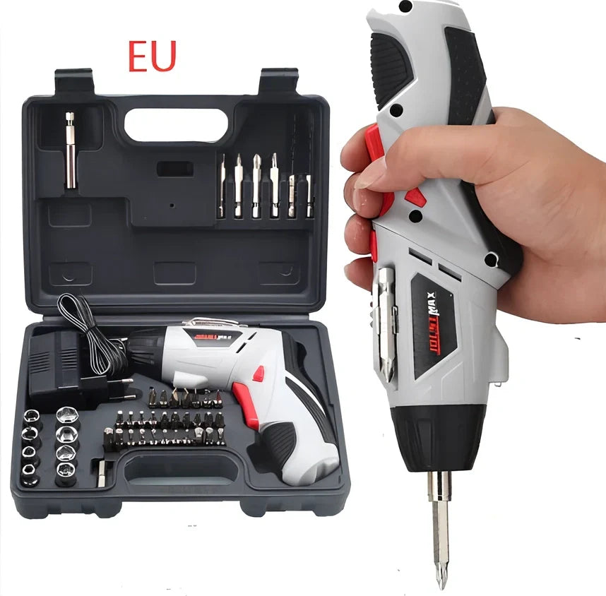4.8V blue electric screwdriver with rotating handle and battery indicator light display