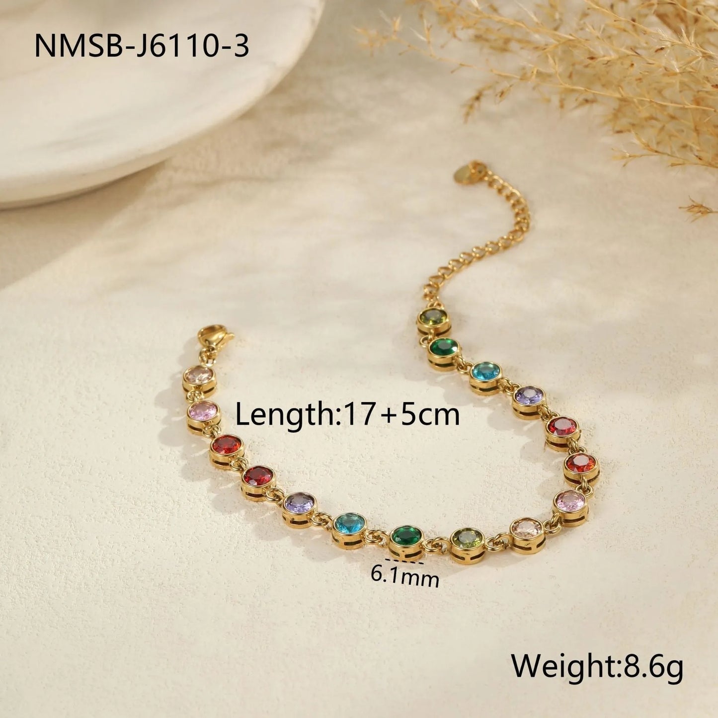Women's stainless steel bracelet with 18K gold electroplating in heart, circle, and square geometric styles