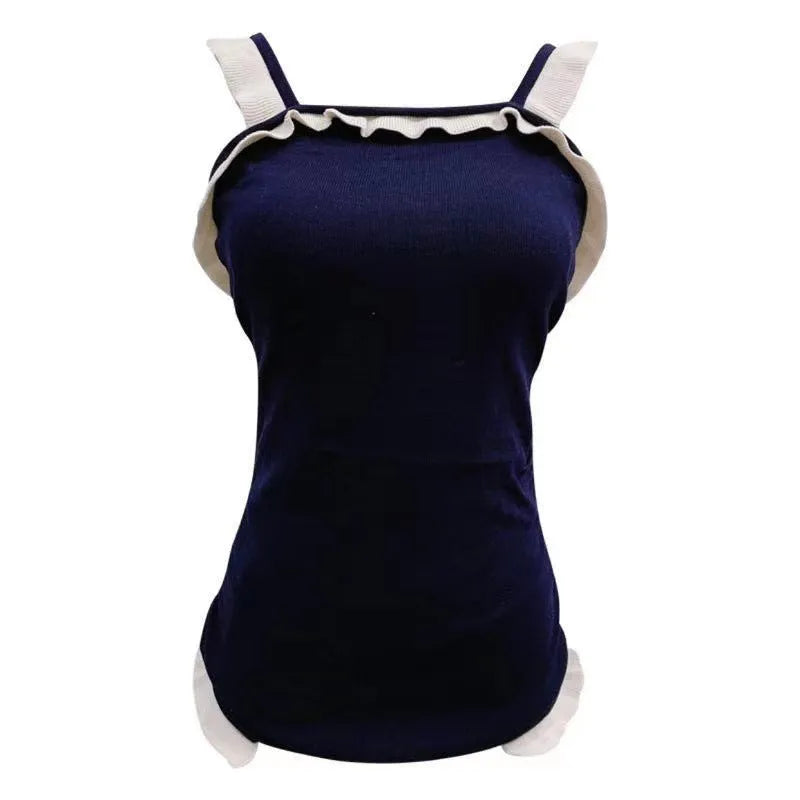 Conservative women's one-piece swimsuit in nylon fabric with slingback design