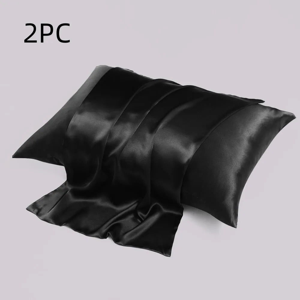 Silk pillowcase with zip closure showing double-sided texture in modern simplicity style
