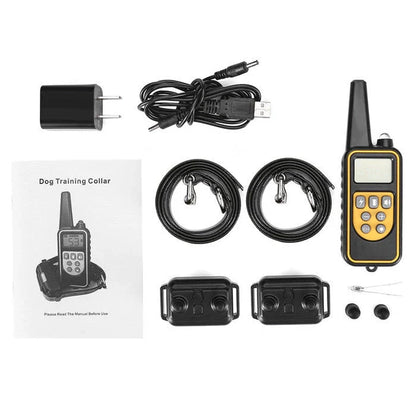Electric dog training collar with remote control, adjustable levels, and waterproof design