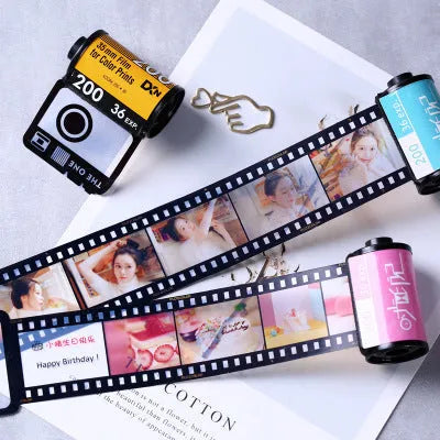 Wooden memory colour film photo album box in Kodak yellow, pink, or peacock blue with matching tote bag.