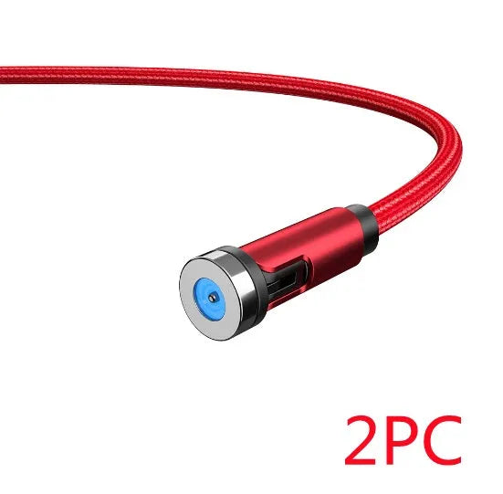 Essager black magnetic USB charging cable with 540-degree rotating connector showing LED light and nylon braiding