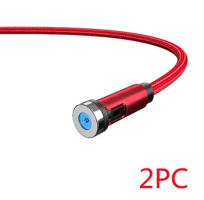 Essager black magnetic USB charging cable with 540-degree rotating connector showing LED light and nylon braiding