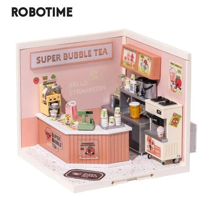 Robotime Rolife DIY Miniature Cafe Building Kit with ambient light set