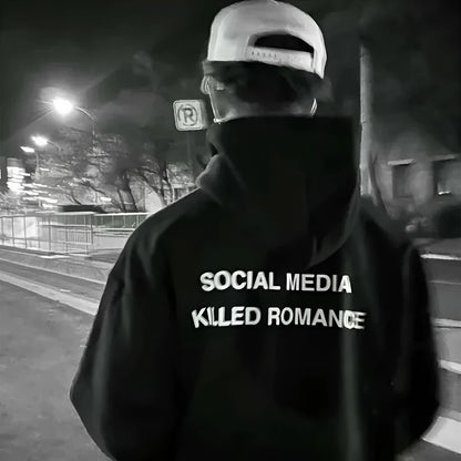 Men's slim fit hoodie with printed spring letter pattern, long sleeves, and hood in polyester material