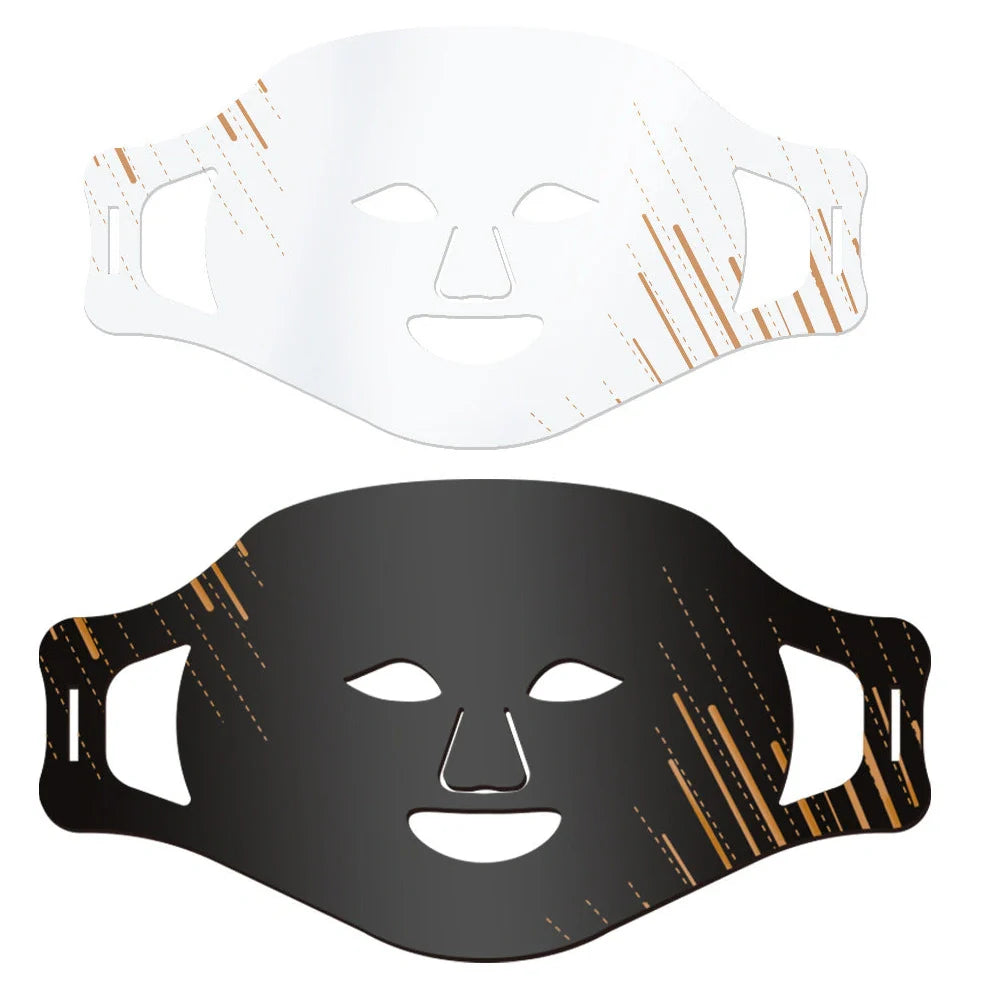 White silicone LED beauty mask with photon therapy technology for facial skin rejuvenation treatment
