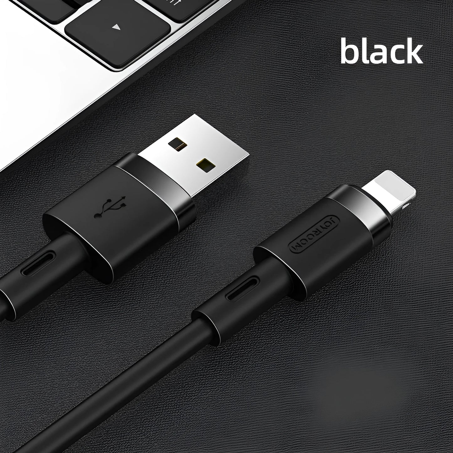 Type-C data charging cable with straight connector in multiple colours on a white background.