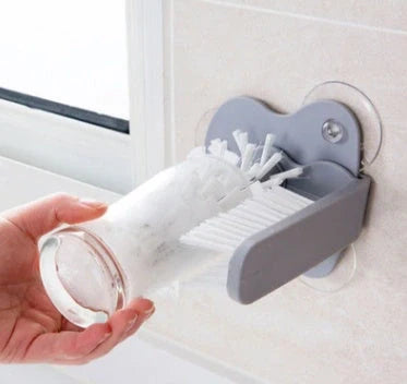 Creative suction wall lazy cup brush for glass and kitchen cleaning with dual-head design