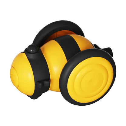 Electric cat toy with bee design and feather teaser in pink or yellow colour options