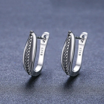 Copper retro Hong Kong style black zircon earrings with round design