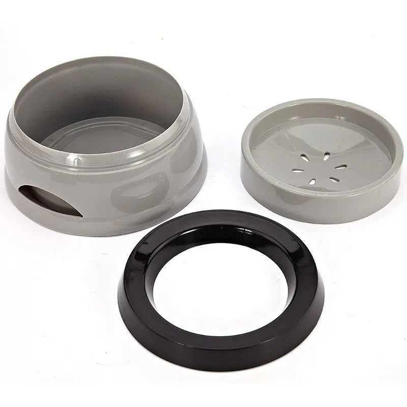 Grey floating anti-spill pet water bowl with 750ml capacity for dogs and cats