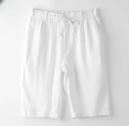 Men's thin linen casual beach shorts in a loose straight-leg cut, shown in one of six colours