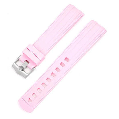 20mm wide genuine leather smartwatch strap in multiple colours with silver buckle.