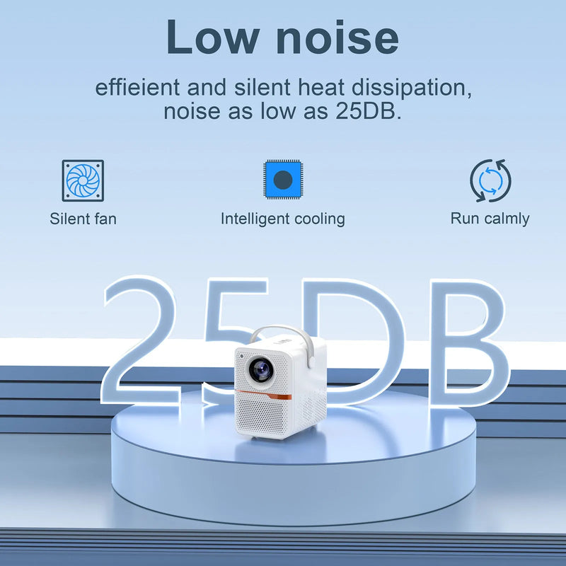 P10 2023 Mini LCD Projector with Android OS, 720p HD Resolution, 400 ANSI Lumens Brightness, Portable Design for Outdoor Movies and Home Cinema Use in Black or White with 16GB or 64GB Storage Options