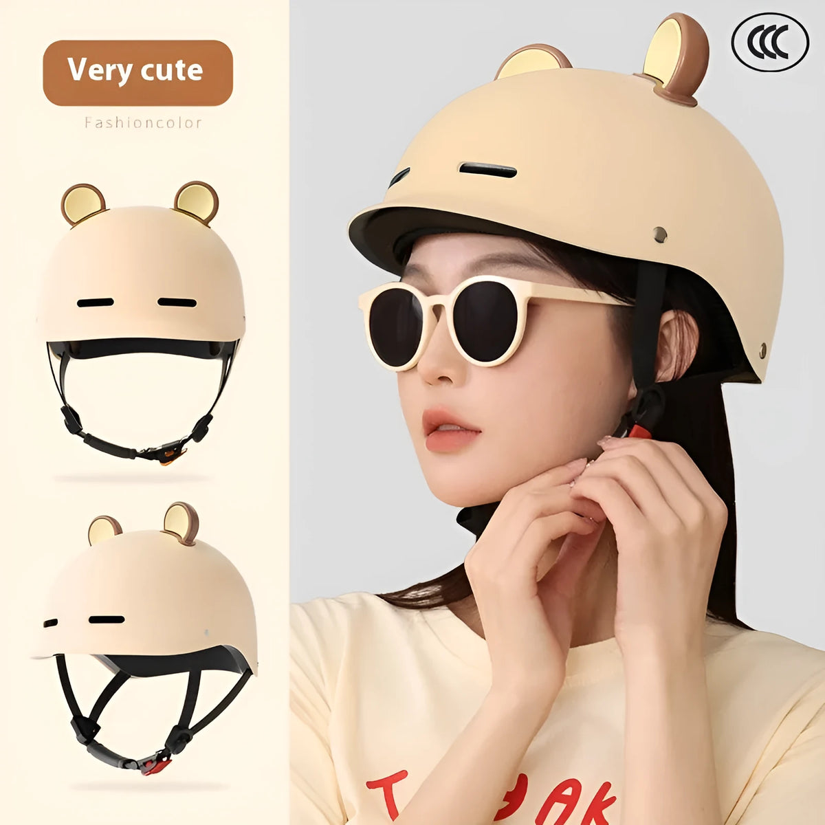 3C certification electric bicycle helmet in ABS plastic available in seven colour options including mocha and cherry pink