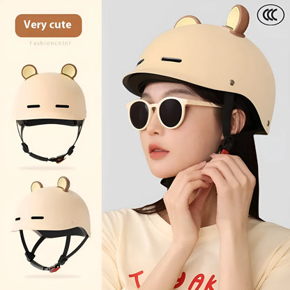 3C certification electric bicycle helmet in ABS plastic available in seven colour options including mocha and cherry pink