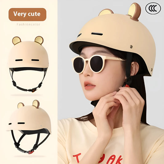 3C certification electric bicycle helmet in ABS plastic available in seven colour options including mocha and cherry pink