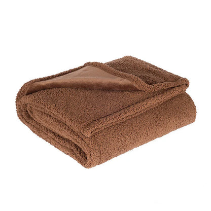 Cozy flannel dog blanket with soft sherpa accents for all-season comfort and warmth