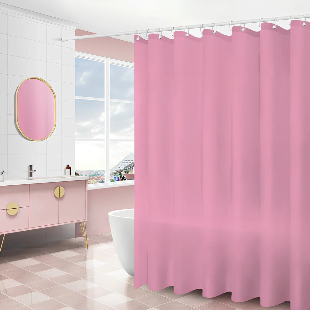 PEVA shower curtain in geometric dandelion pattern, 120cm wide x 180cm high with stainless steel buttonholes for waterproof bathroom use