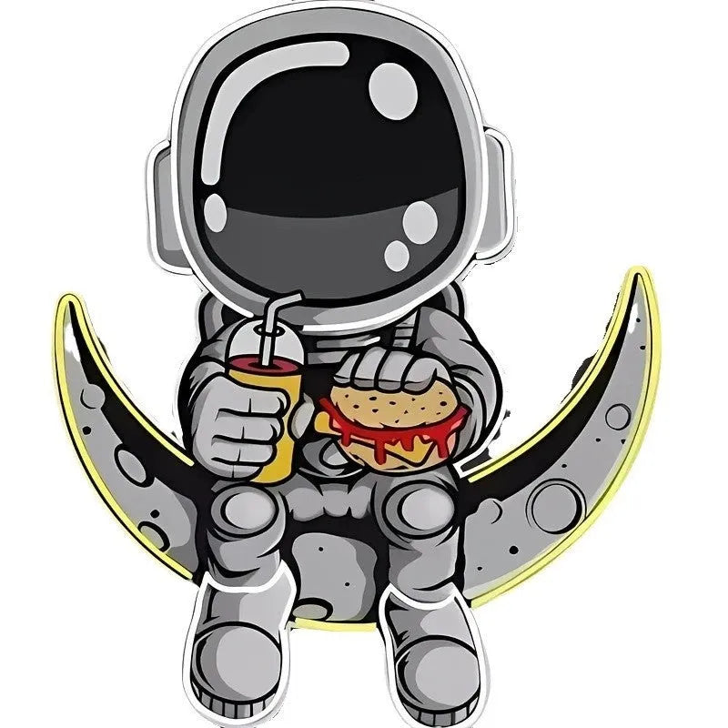 Astronaut silhouette neon light mounted on wall with USB cable, blue or cold white LED illumination