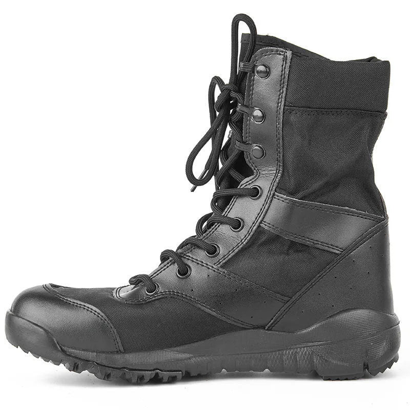 Yulong Combat Boots tactical desert boots in black and sand colours for outdoor climbing and hiking