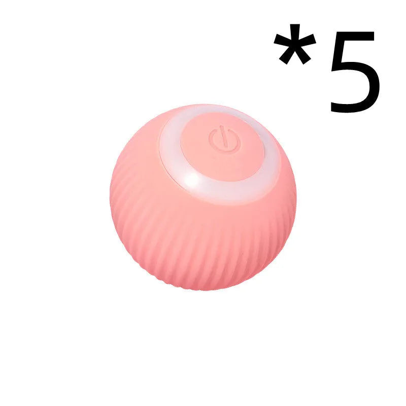 Green automatic rotating ball cat toy with 43mm diameter for interactive pet play