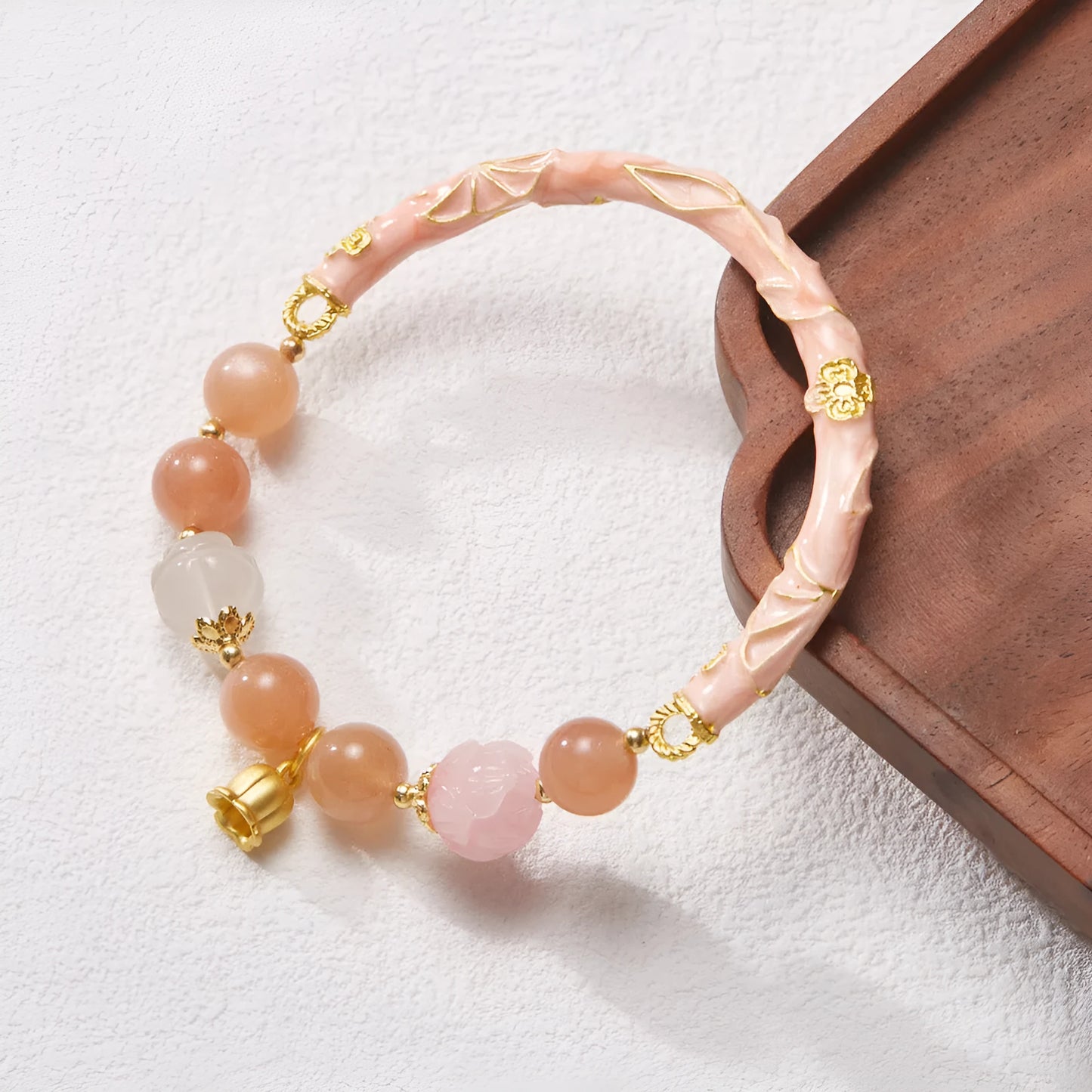 Half-life Liangyuan lily jade half bracelet with sunstone material and adjustable lace closure