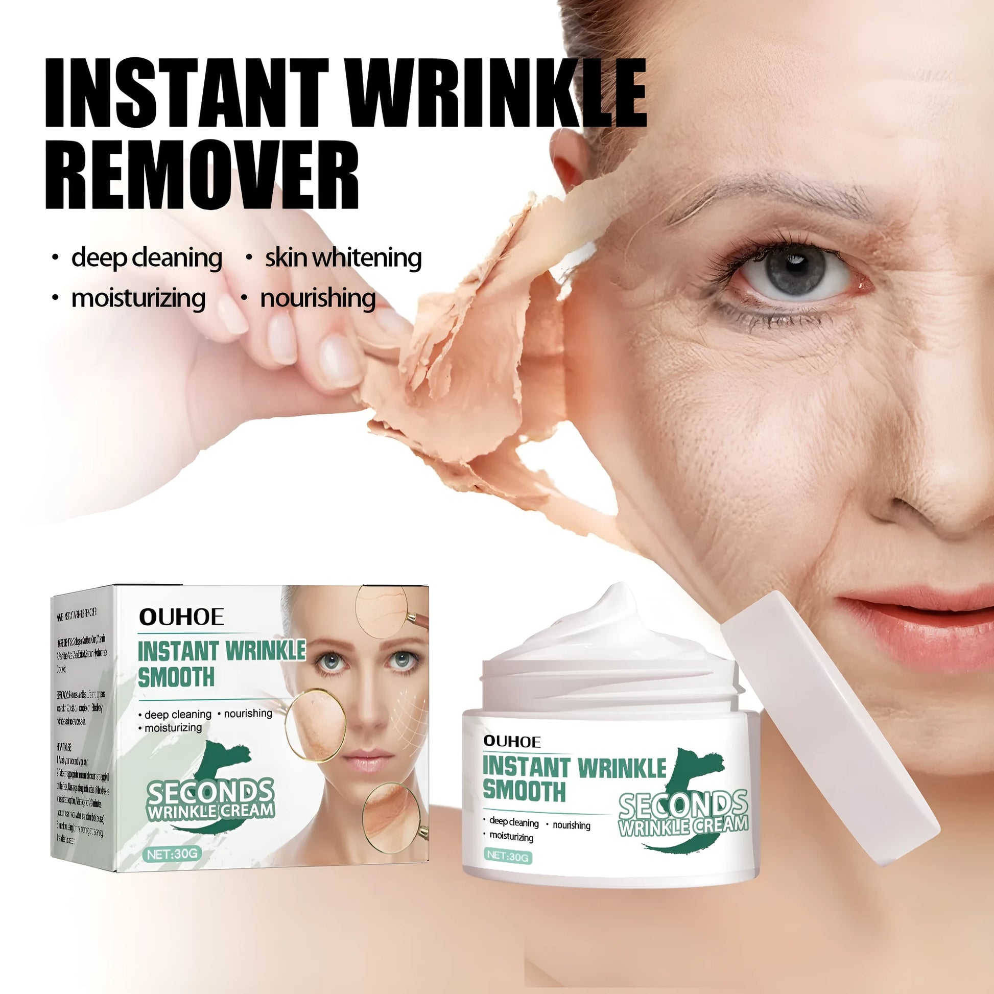 30g anti-ageing anti-wrinkle face cream jar with hydrating formula