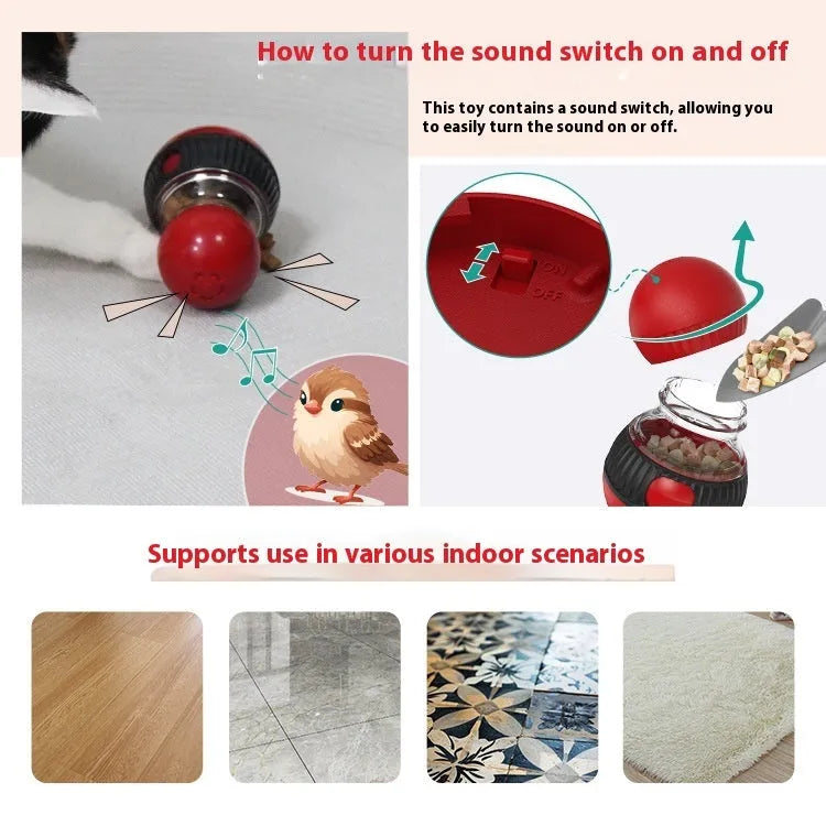 155mm rotating plastic cat toy with sound ball and food dispensing mechanism for interactive play