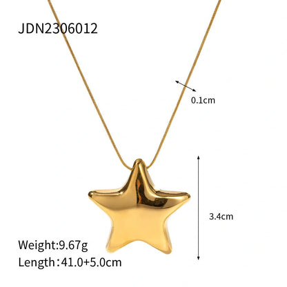 18K gold-plated stainless steel five-pointed star necklace for women
