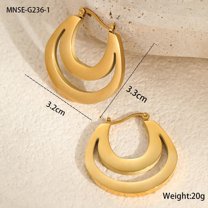 Geometric French earrings with gold plating and round ring design elements