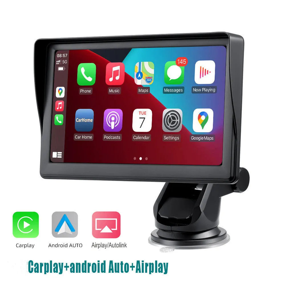 7-inch IPS car smart screen with wireless CarPlay and Android Auto on retractable bracket