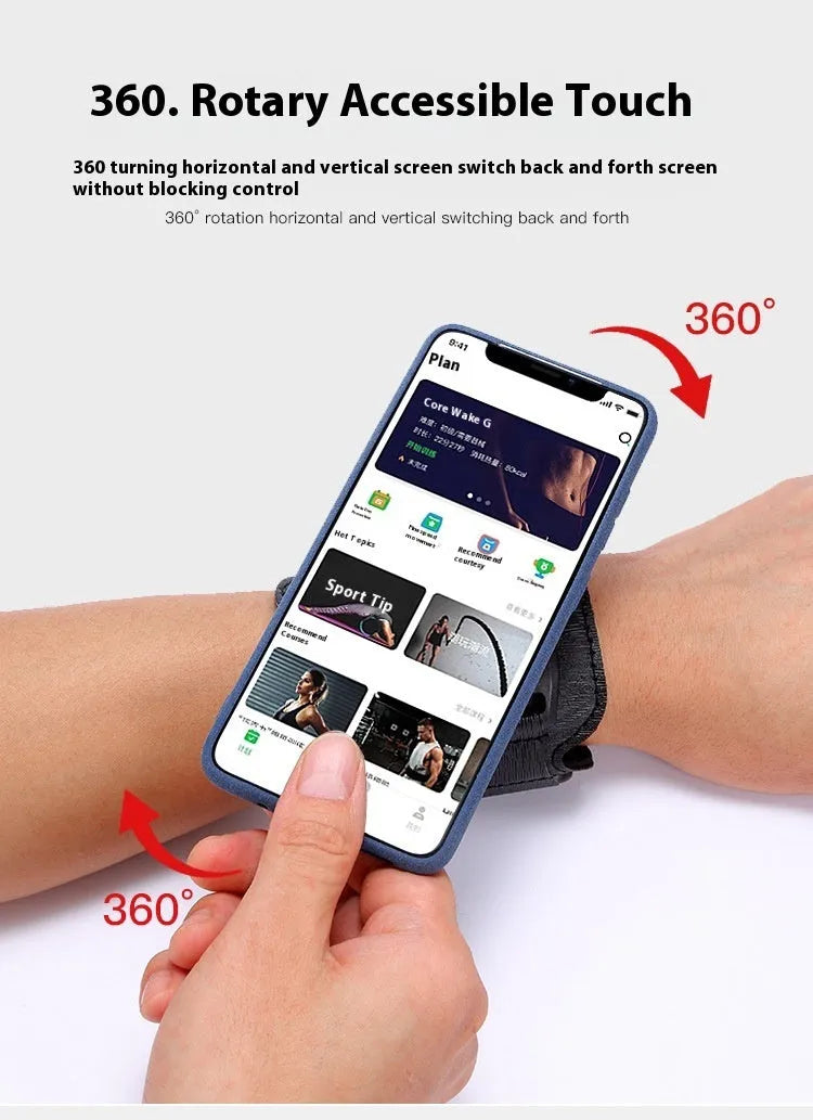 Black mobile phone arm bag for takeaway driving and running with wrist strap