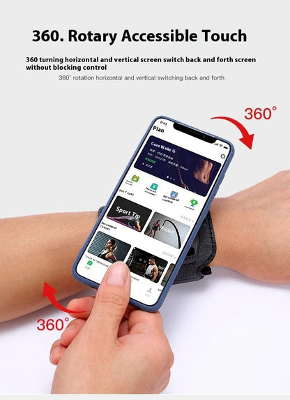 Black mobile phone arm bag for takeaway driving and running with wrist strap