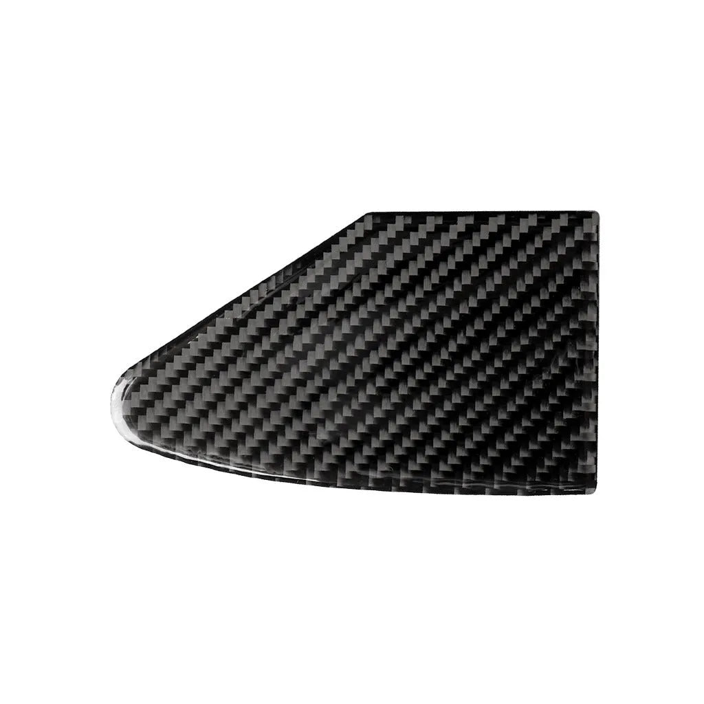 Carbon fibre decorative sticker for car USB charging port panel with 3M adhesive backing.