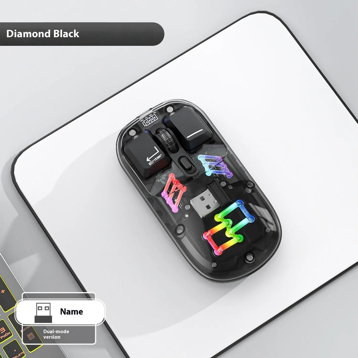 Mechanical keyboard and wireless mouse set in a chosen colour like beige gray or sky blue on a desk.