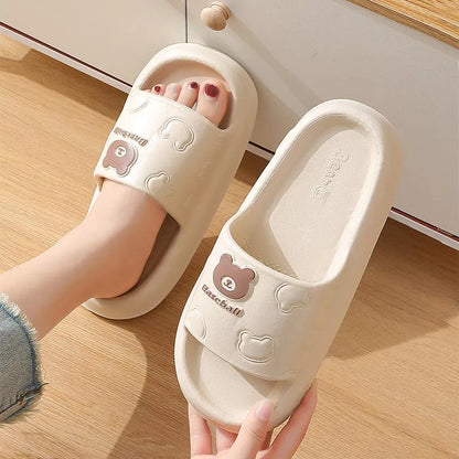 Cartoon bear slippers with thick non-slip EVA sole in various colours
